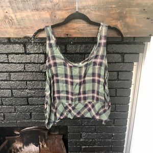 Flannel Print Crop Tank